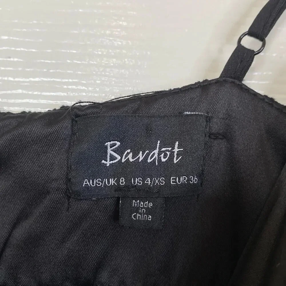 BARDOT Ariana Black Eyelet Crochet Lace Midi Dress Size 4 LBD Cocktail Party - Picture 4 of 9